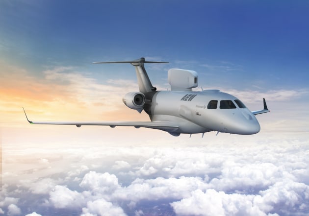 A concept image of the Praetor 600 AEW. 
Embraer