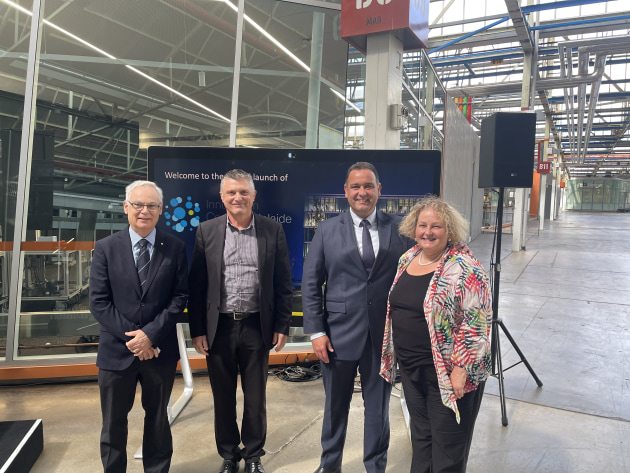 Flinders&rsquo; Deputy Vice-Chancellor Professor Robert Saint , Pro Vice-Chancellor of Research Innovation Professor John Spoehr, Cisco Vice President Ben Dawson and Cisco Chair & Professor of Digital Health Systems, Trish Williams. (Supplied)