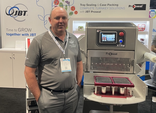 On the JBT stand, Dean Rockstra showed off Proseal's new XTRs entry level heat-sealing machine, the successor to its GTR tray sealing machine, which the company calls the workhorse of the food production industry