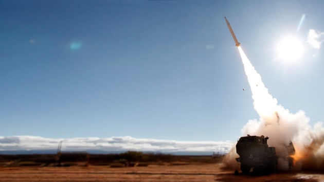 A Lockheed Martin-built HIMARS fires the Precision Strike Missile (PrSM) during a U.S. Army flight test in 2019. (Lockheed Martin)