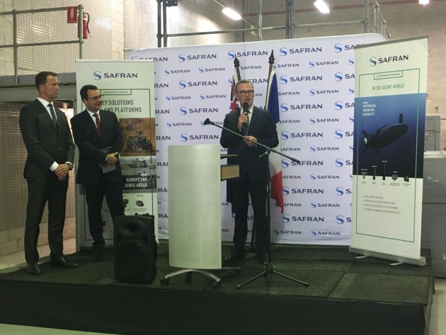 Minister for Defence Christopher Pyne speaking at the opening of Safran&rsquo;s new facility in Botany.
Ewen Levick
