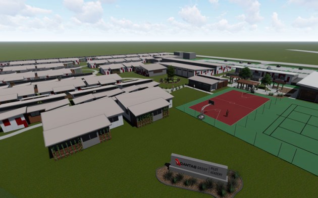An impression of the Qantas flight training academy to go into Wellcamp Airport at Toowoomba. (Qantas)
