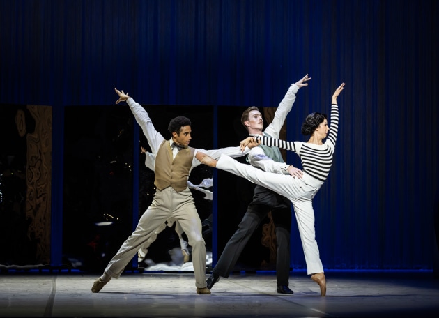 Neneka Yoshida as Coco, Patricio Reve as Boy Capel and Darcy Brazier as Etienne Balsan. Photo by David Kelly.