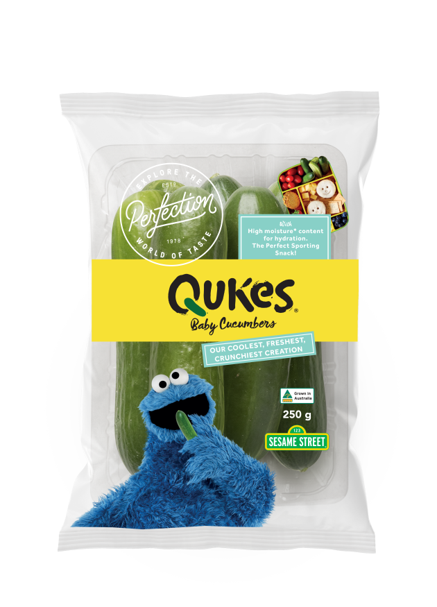 Each product is connected to a Sesame Street character.