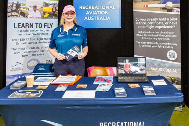 Jennifer Douglas flew the flag for Recreational Aviation Australia. (Kathy Mexted)