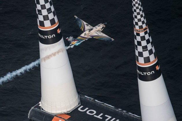 Matt Hall crosses the finish line in Chiba, Japan, in 2018. (Joerg Mitter / Red Bull Content Pool)