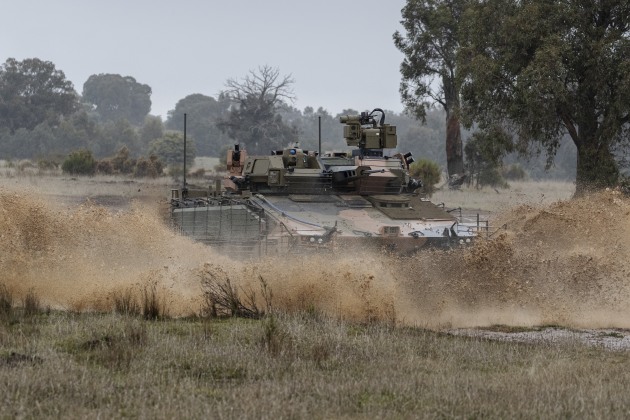 A Redback IFV conducting Land 400/3 user evaluation trials at Puckapunyal. (Defence)