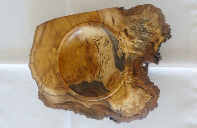 First Place: Warrick King, Mulberry Burl winged bowl.