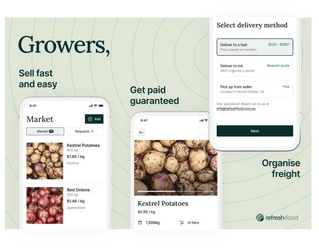 Refresh:Food is an online B2B marketplace offering a new channel for growers to sell more of their produce to buyers across the country. (Source: Refresh:Food)