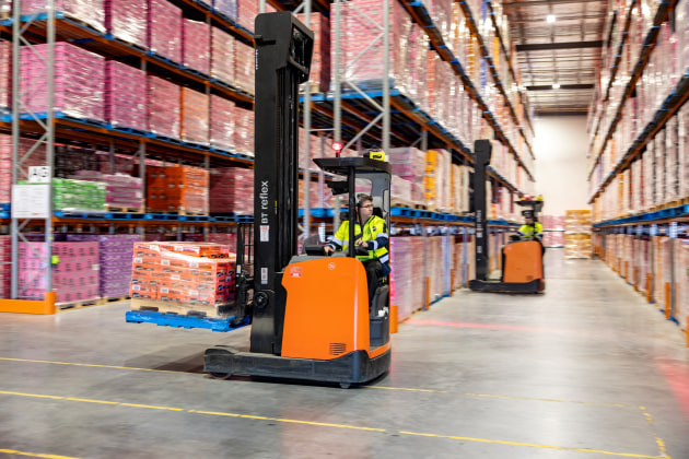 TMHA forklifts on-site at the Remedy Drinks warehouse in Dandenong South, Victoria.