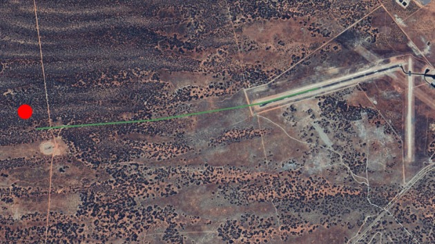 The flight path and crash site of VH-XMJ after take-off from Renmark. (Google Earth image)