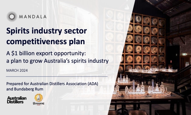 The Spirits Industry Competitiveness Plan says Australia&rsquo;s spirits industry has the potential to become a $1 billion export powerhouse by 2035.