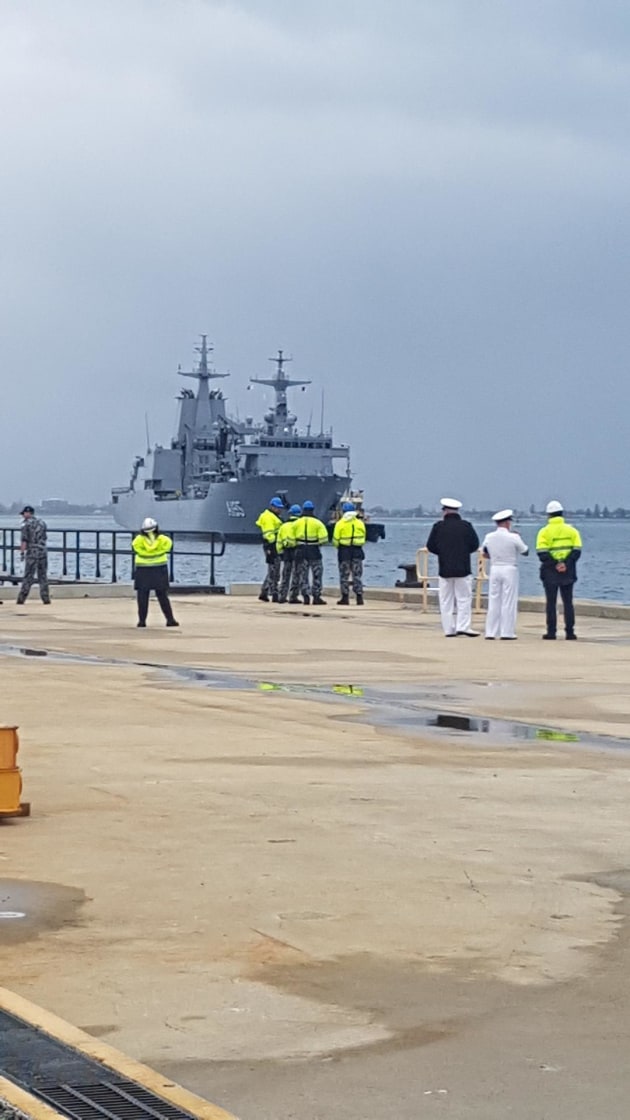 The Royal Australian Navy (RAN)&rsquo;s new Auxiliary Oiler Replenishment (AOR) ship, NUSHIP Supply, arriving at HMAS Stirling, Garden Island in Western Australia. (Supplied)