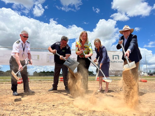The first soil is turned on the construction site of the RFDS training base at Bundaberg. (RFDS Queensland Section)
