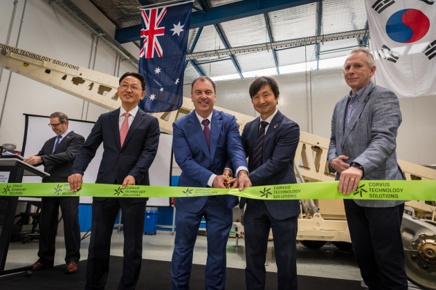 MNC Solutions CEO, Byongkeon Kim; Victorian State Minister for Defence Industry, Colin Brooks; Consul-General of South Korea in Melbourne, Jin-Kwan Oh; and Corvus Technology Solutions CEO, Nick Williams.

Credit: Corvus Technology Solutions