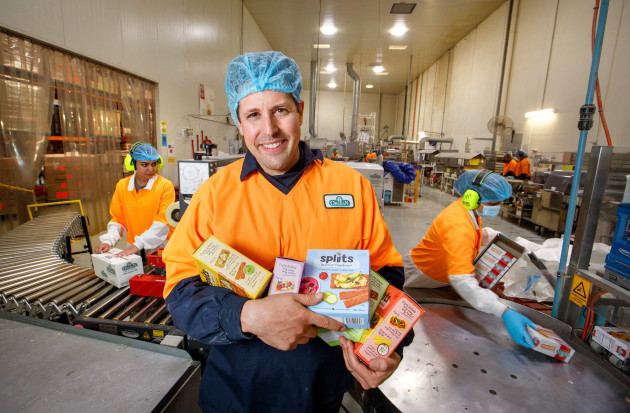 Roma Foods CEO Sam Schachna with its PoY Vegan Snacking winner, Spliits crispbread.