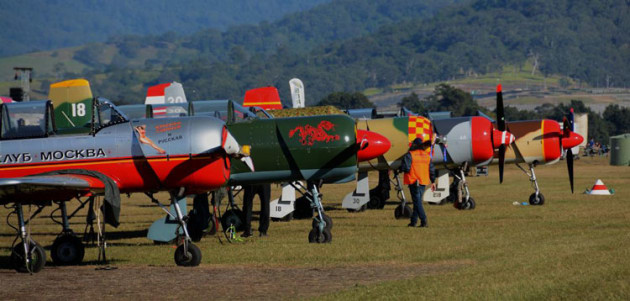 The Russian Roolettes aerobatic formation team wait their turn. (Steve Hitchen)