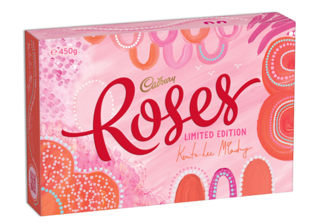 Cadbury has partnered with Aboriginal artist Kenita-Lee McCartney to create a limited-edition Roses box. Image: Mondelēz International