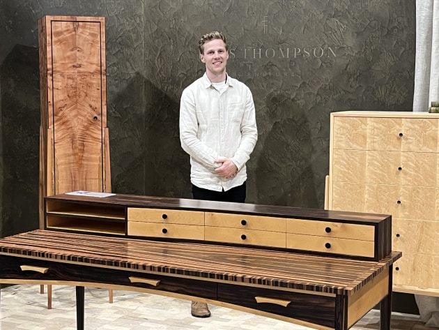 Ross Thompson with some of his superb furniture. Photo: Raf Nathan