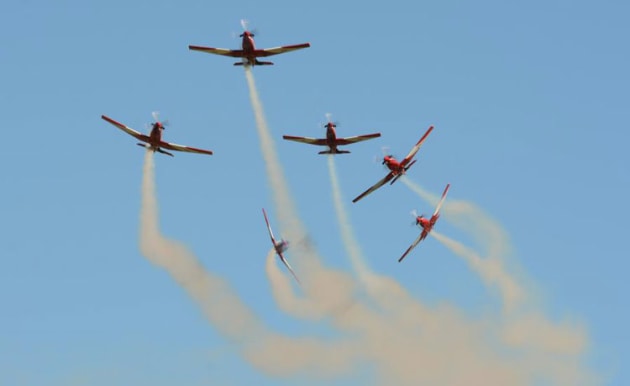 For the last time? The RAAF Roulettes' PC-9 display is likely to be the last one at WOI. The team will convert to the PC-21 later this year. (Steve Hitchen)