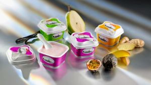 Injection moulded in polypropylene, the EasySnacking packaging solution features attractive smooth lines and gives a soft impression. The spoon is in one piece, integrated in the lid and placed under a self-adhesive peel-off label.