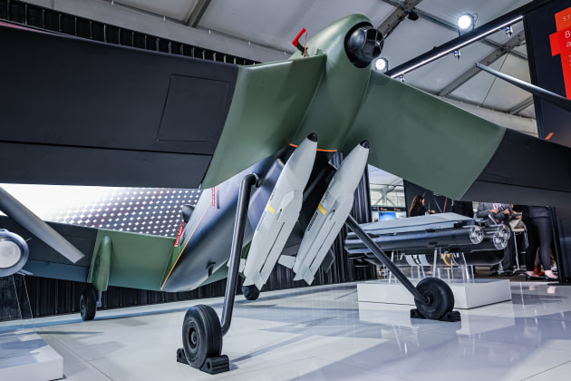 The Strix UAS pictured at the 2023 Avalon Air Show. (BAE Systems)