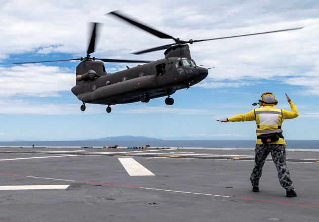 An RSAF CH-47 lands on an Australian LHD as part of the qualification process.
Defence