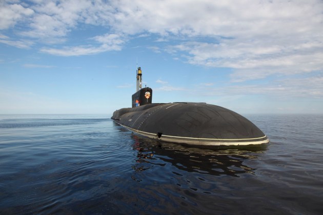 Russian Navy Borei-class SSBN Vladimir Monomokah in the Pacific Ocean. (Russian MOD)