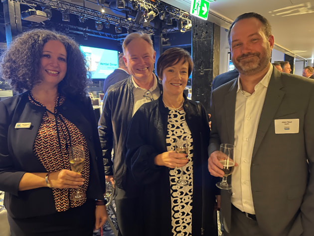 From left: APPMA Board director Rym Kachouri, of Foodmach, with Diane Alphonse of Packserv and Adam Reid of HMPS.
