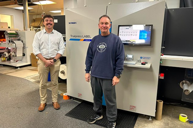 (l-r) Sam Toft, ANZ technical new business sales lead at Jet Technologies, with John Christie, operations manager at LabelShop
