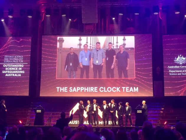 The team responsible for the Sapphire Clock won the Eureka prize in 2018. University of Adelaide via Twitter