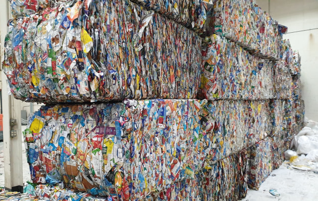 Baled cartons from CDS collection