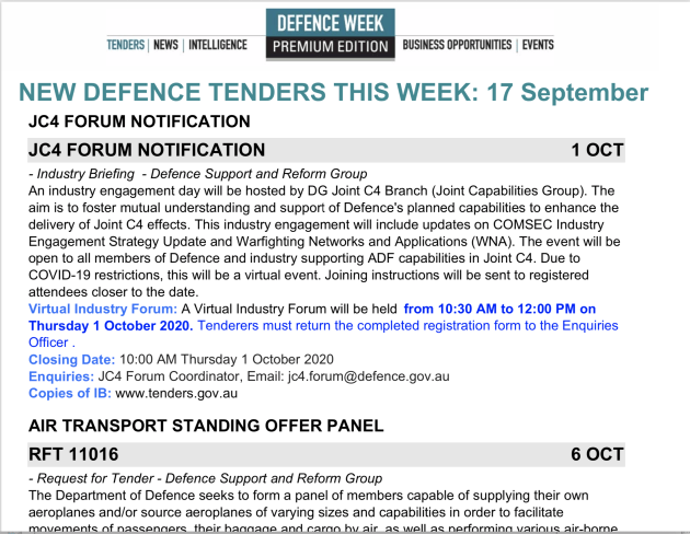 Tenders cover