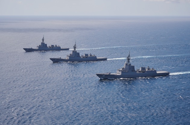 The RAN's three Hobart Class Destroyers. 
Credit: Defence