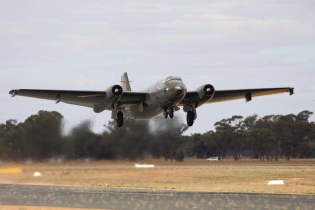 A Canberra bomber operated by Temora Historic Flight on behalf of  100 Squadron RAAF.