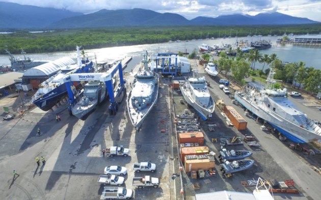 Aerial shot of the Norship shipyard in Cairns. (Supplied: Norship Marine)