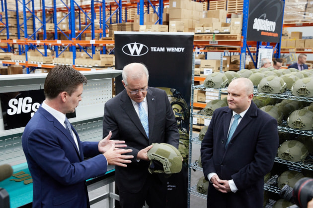 Prime Minister Scott Morrison previewed Aquaterro&rsquo;s refurbishment and SPPE capabilities during his visit to Aquaterro Headquarters in May 2021. (Aquaterro)