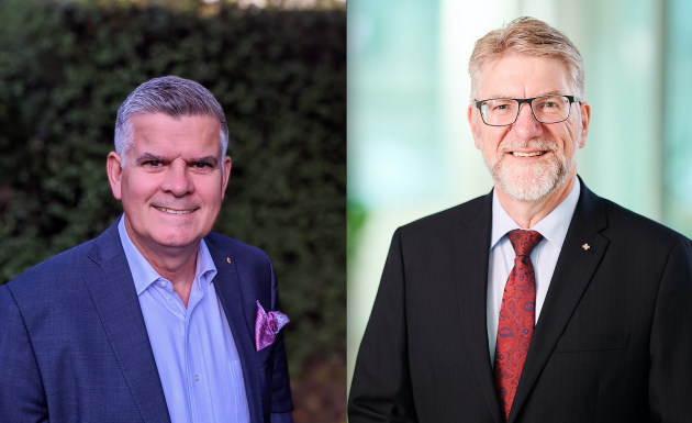 Rear Admiral Mark Purcell (left) and Rear Admiral Phil Spedding have joined A&P Australia. (Supplied)