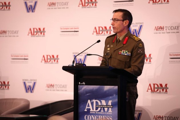 Brigadier Ian Langford, Acting Head Land Capability, speaking to the ADM Congress in Canberra on Wednesday. Image Credit: The Decisive Point