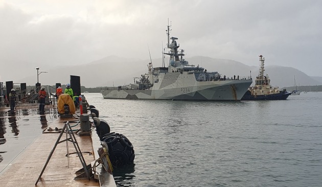HMS Spey coming alongside the TRS berth. (TRS)