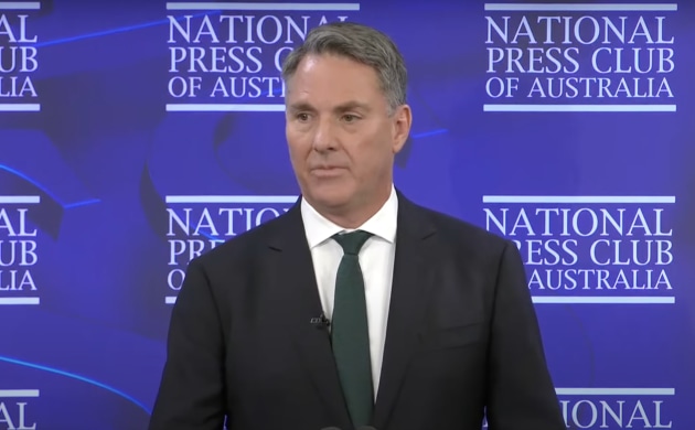 Deputy Prime Minister Richard Marles speaking at the National Press Club.
Credit: ABC News