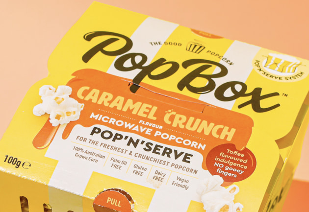 Australian-grown popcorn brand, PopBox, has launched its latest flavour creation, Caramel Crunch microwave popcorn, into Woolworths stores nationwide.
Source: PopBox