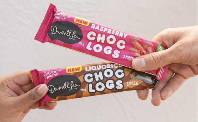 Darrell Lea has launched its brand-new Choc Logs range &ndash; a playful combination of juicy raspberry or classic black liquorice wrapped around a smooth milk choc centre.
Source: Darrell Lea