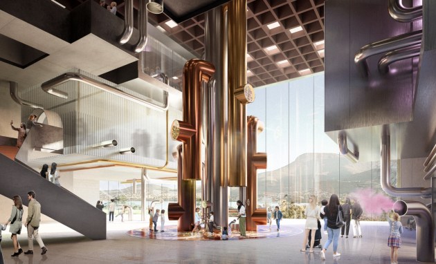 Glenorchy City Council has just approved plans for the $150 million Chocolate Experience set to be built at the Cadbury Factory waterfront parklands in Tasmania, and completed by September 2028. Pictured is the proposed design for Chocolate Central at CEC.
Source: Cumulus Studio and Art Processors