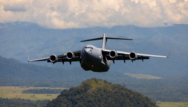A No. 36 Squadron C-17A Globemaster III aircraft performs a low-level navigation sortie through the Papua New Guinea highlands during Exercise Global Dexterity 23-1.
Credit: Defence