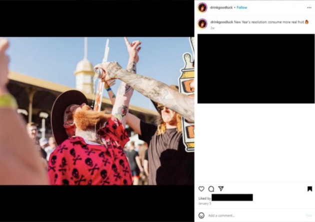 An image posted to social media of a man receiving an uncontrolled long pour into his mouth breached Part 3 (a)(i) and (ii) of the code. Image: ABAC