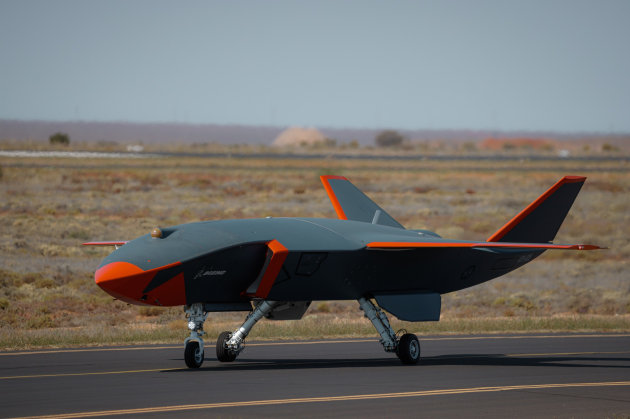 A Ghost Bat aircraft on the runway at Woomera.

Credit: Defence