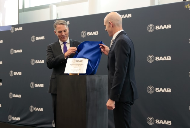 The Minister for Defence, Richard Marles and Saab Australia Managing Director Andy Keough open the new SCSCC in South Australia. 

Credit: Saab