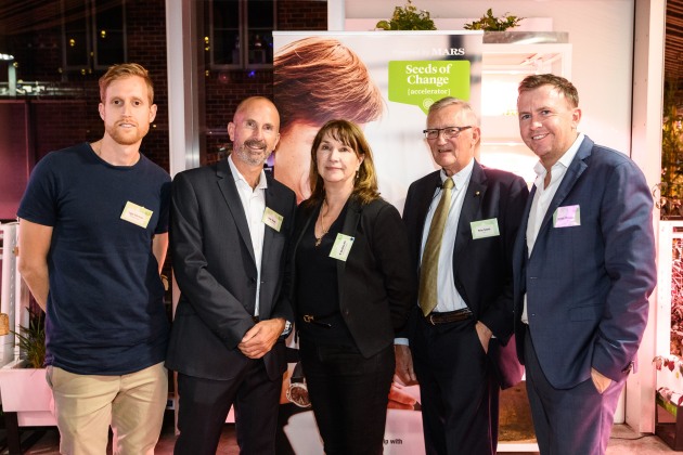 L to R: Roger Elfenbein, Zentient Culture; Peter Crane, Mars Food Australia R&D director; Dr Christine Pitt, CEO Food Futures Company; Food Innovation Australia Ltd chair Peter Schutz; and Mars Food Australia general manager Hamish Thomson.