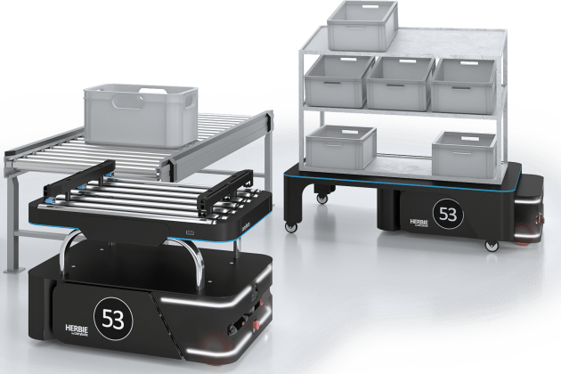 The robots are designed to transport goods around the factory, depot, or warehouse which until now, has mostly been done with forklifts and trolleys.